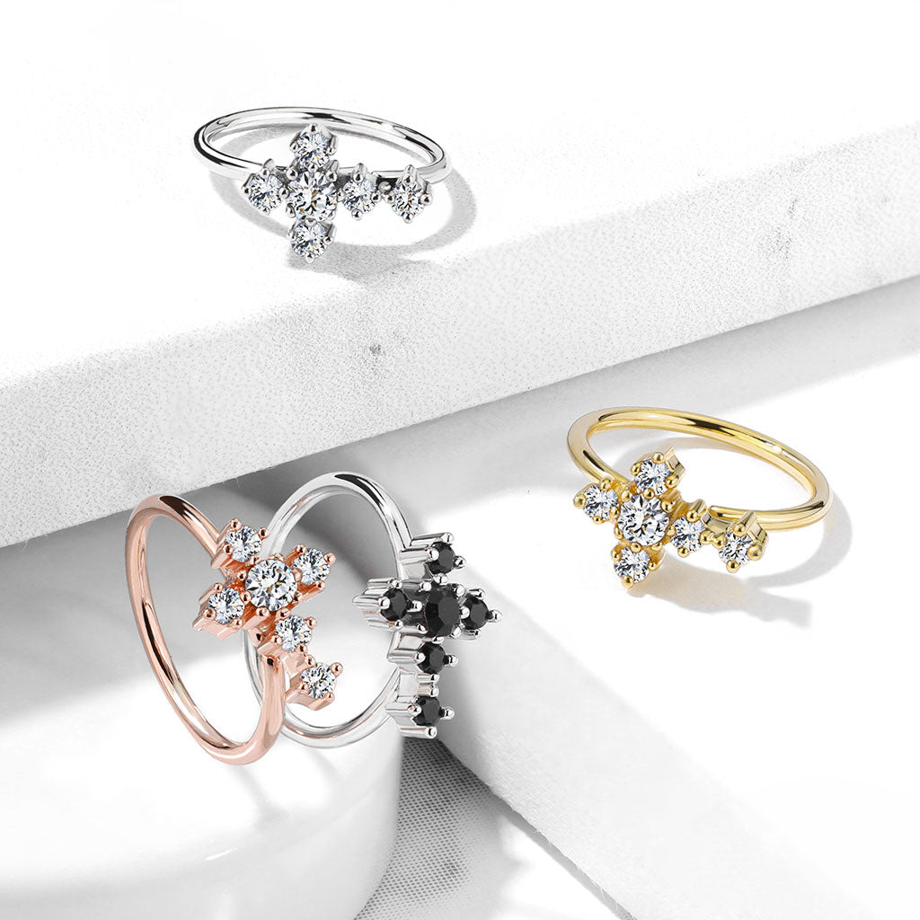 CZ Cross Nose Ring.