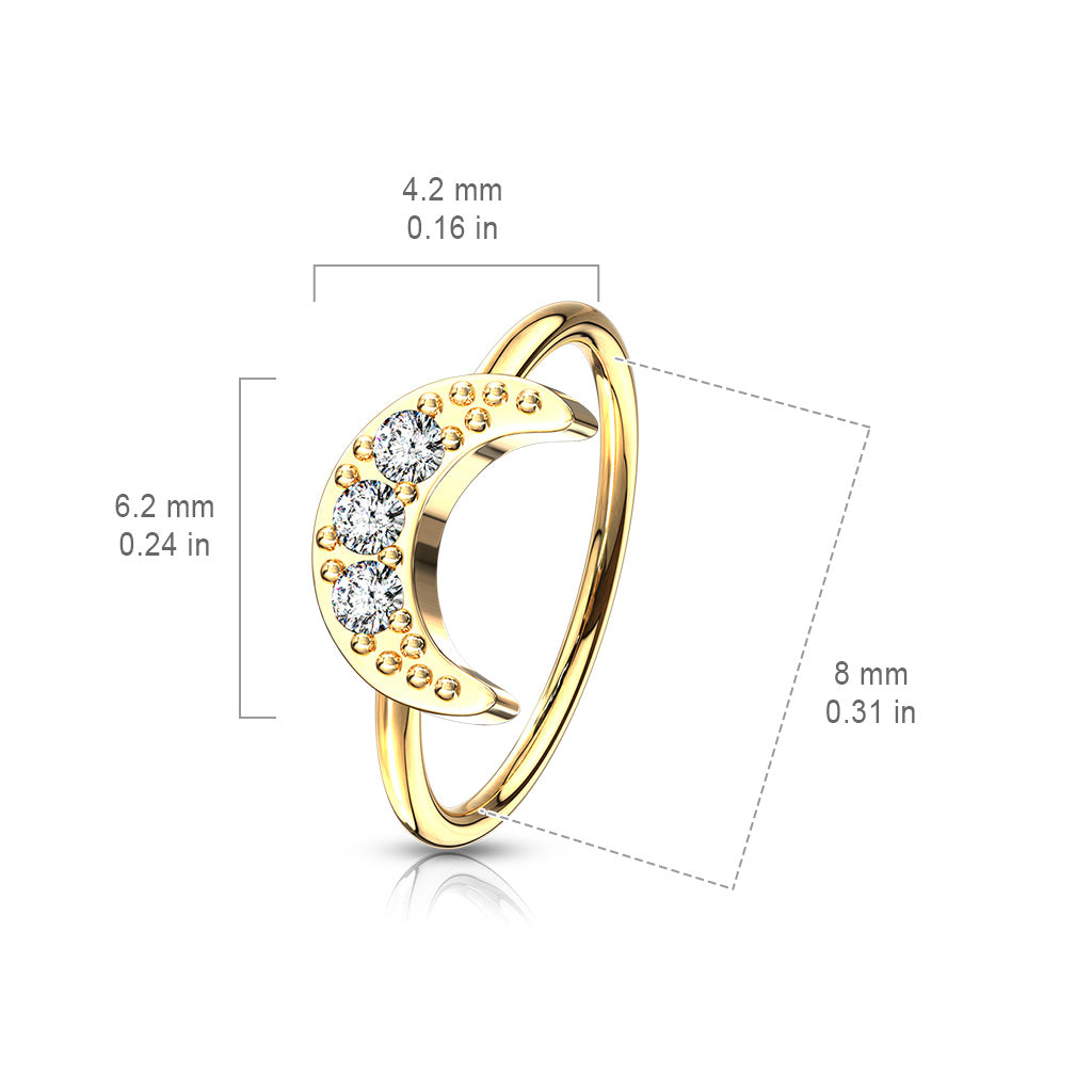 Paved Moon Nose Ring.