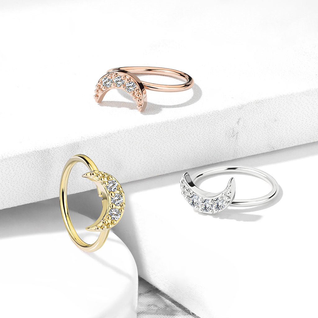 Paved Moon Nose Ring.