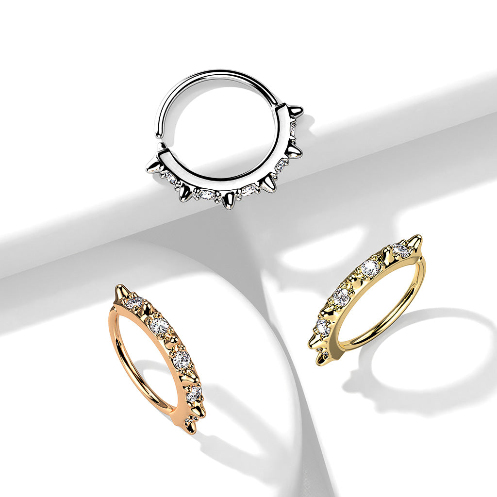 Spiked and CZ Nose Ring.