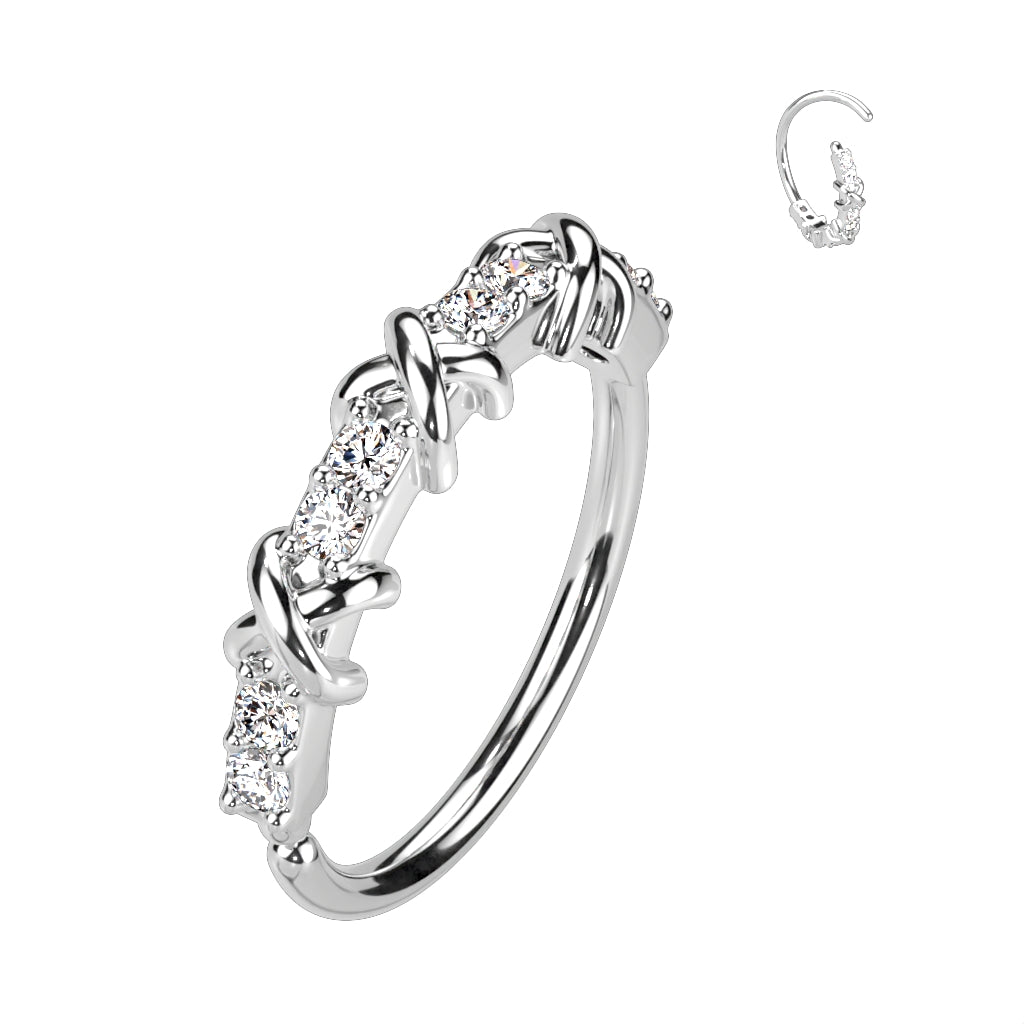 Flower and CZ Nose Ring.