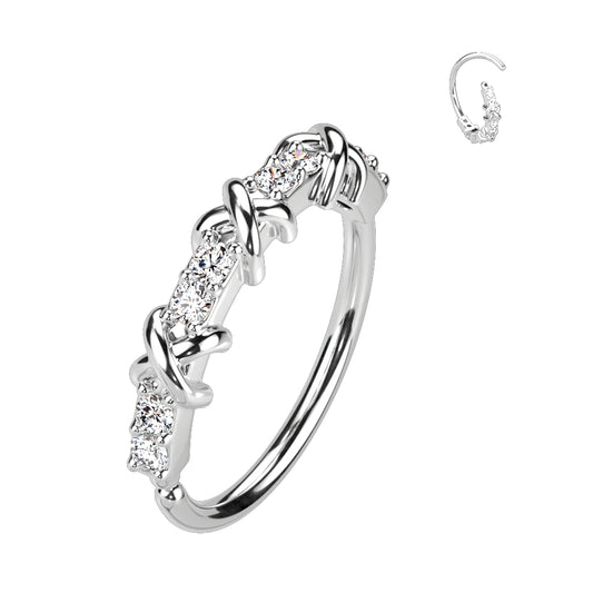 Flower and CZ Nose Ring.