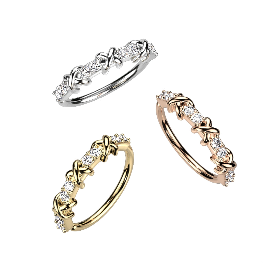 Flower and CZ Nose Ring.