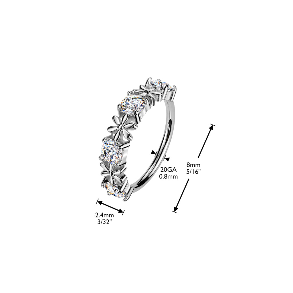 Flower and CZ Nose Ring.
