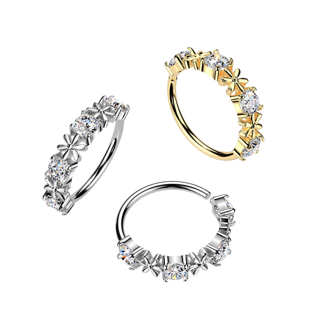 Flower and CZ Nose Ring.