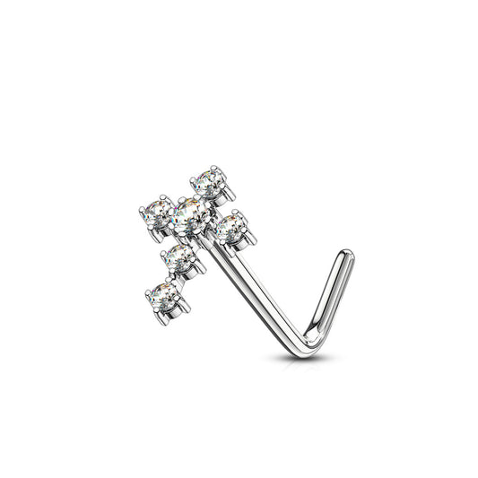 CZ Cross L Post Nose Stud.