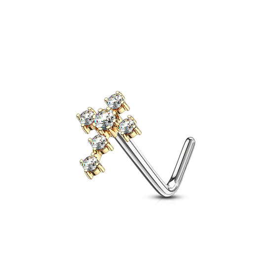 CZ Cross L Post Nose Stud.
