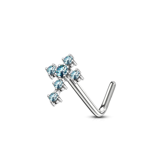 CZ Cross L Post Nose Stud.