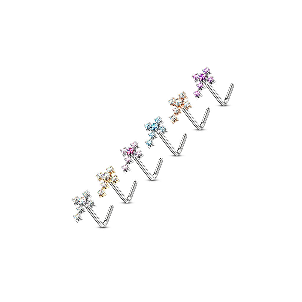 CZ Cross L Post Nose Stud.