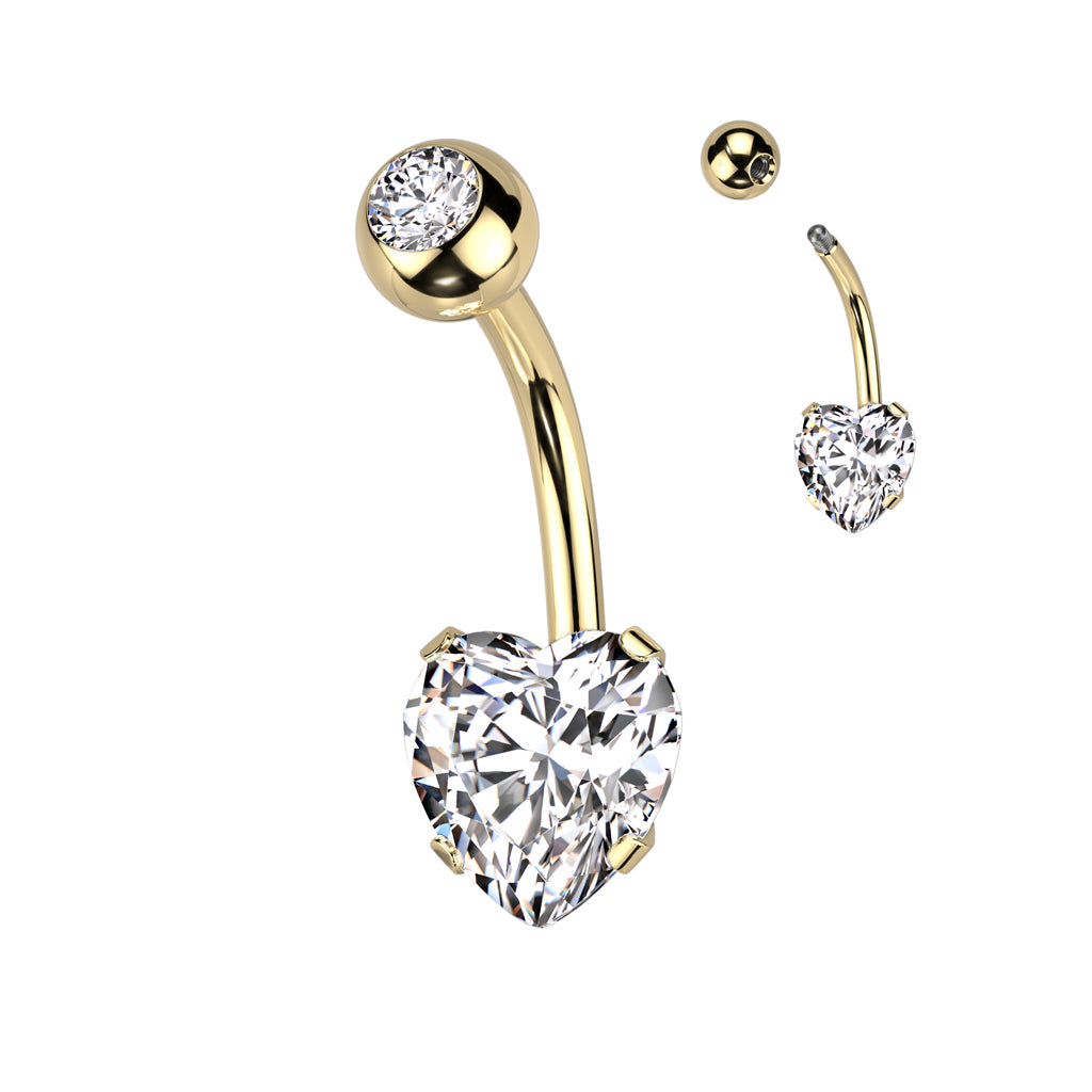 CZ Heart Belly Bar.