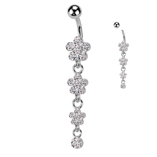 3 Flower Dangly Belly Bar.