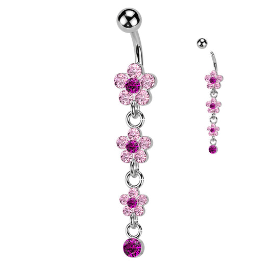 3 Flower Dangly Belly Bar.