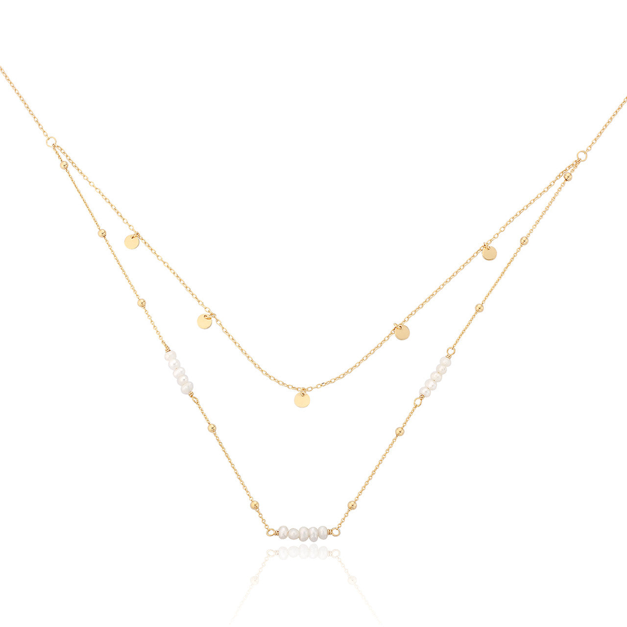 Eduarda Carina Pearl Layered Necklace - Gold Plated