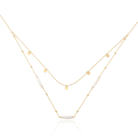 Eduarda Carina Pearl Layered Necklace - Gold Plated