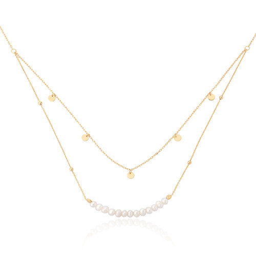 Fernanda Carina Pearl Layered Necklace - Gold Plated