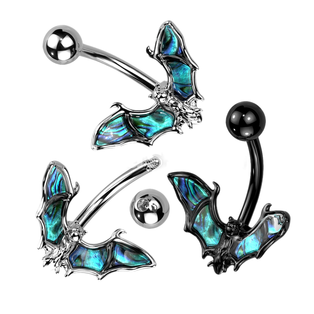 Bat Belly Bar with Abalone Shell Wings.