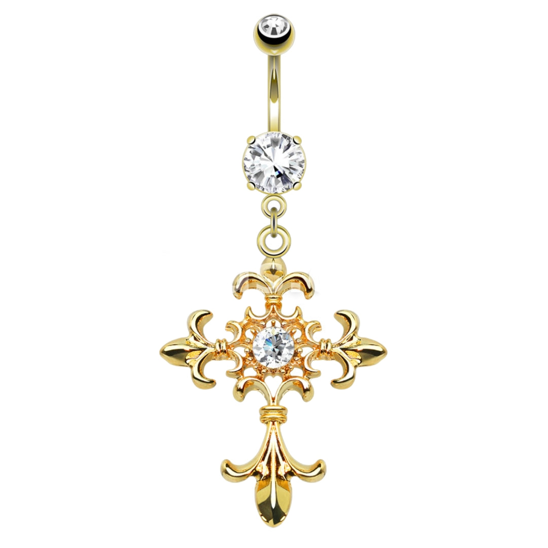 Fleur De Lis Dangly Belly Bar