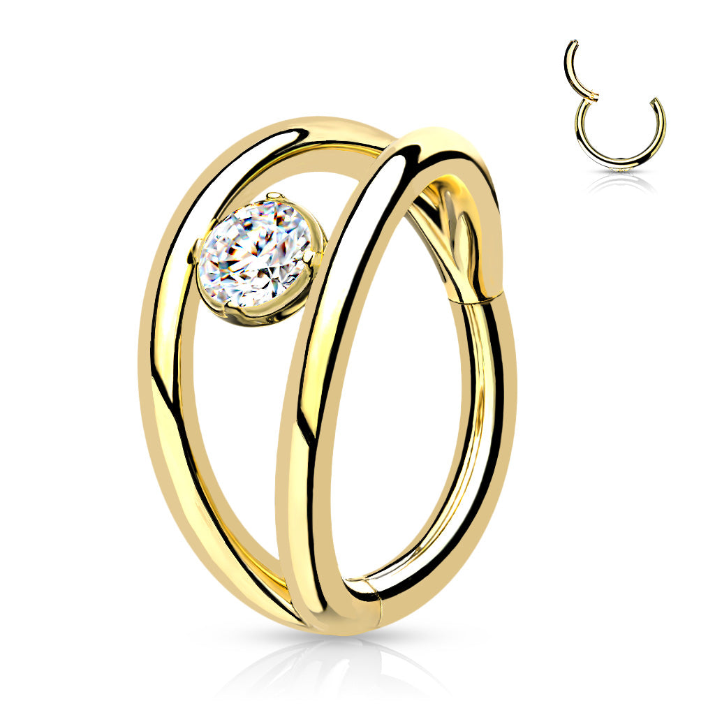 Double Hinged Segment Ring With CZ.