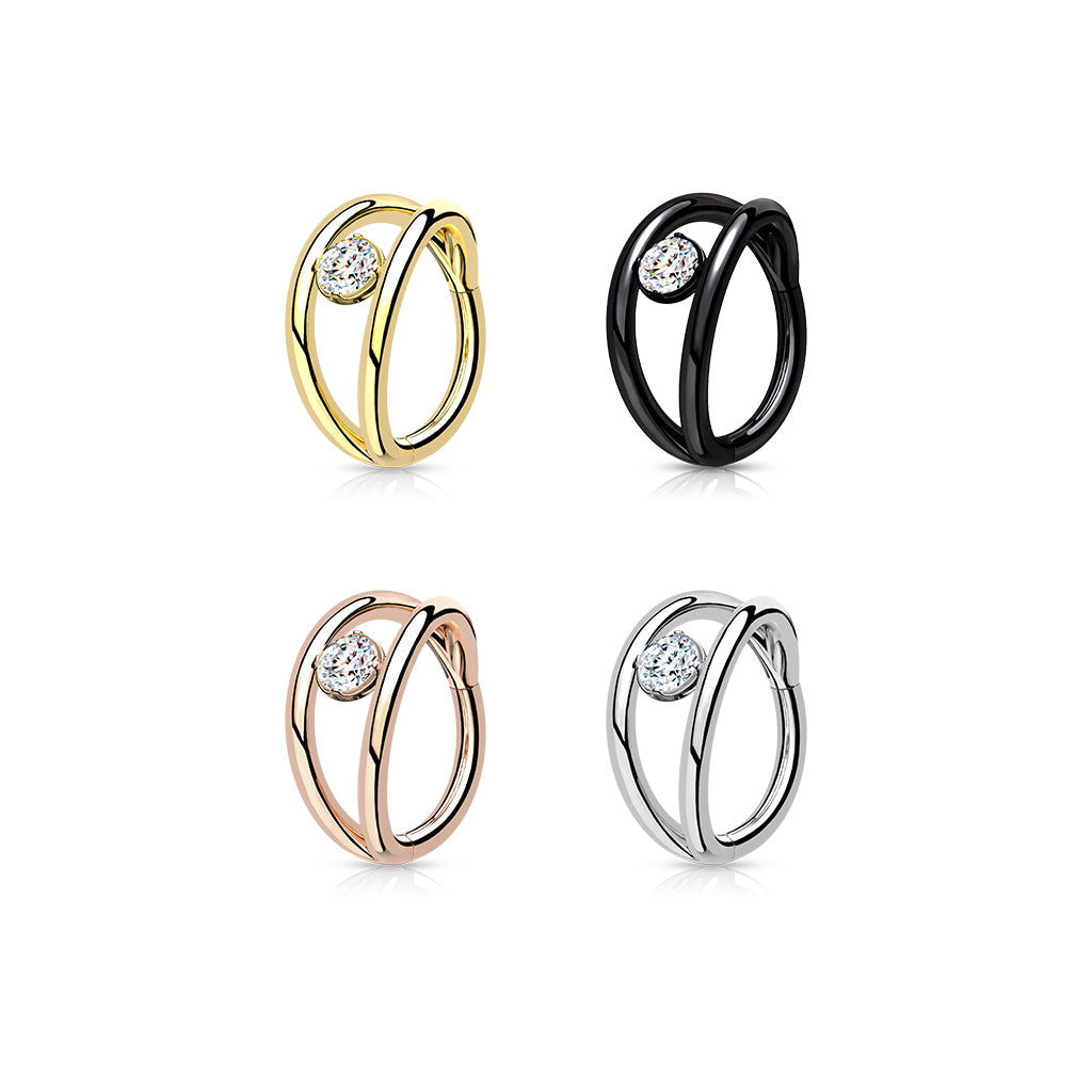 Double Hinged Segment Ring With CZ.