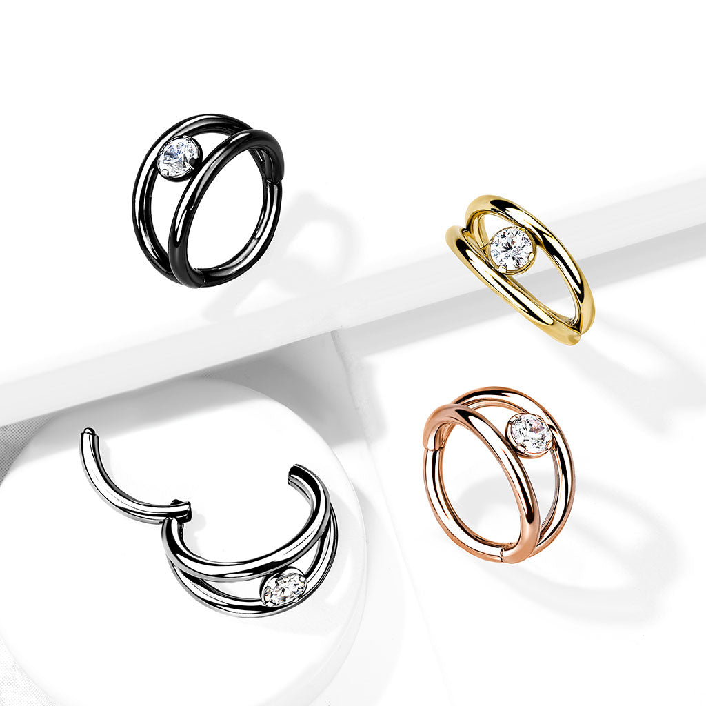 Double Hinged Segment Ring With CZ.