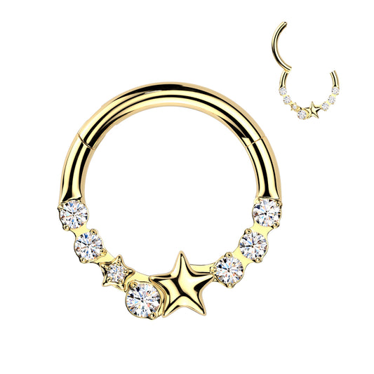 CZ And Star Hinged Segment Ring.