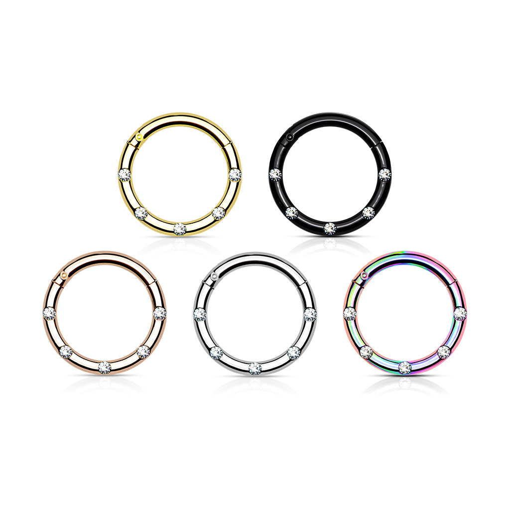 Forward Facing 5 Gem Hinged Segment Ring.