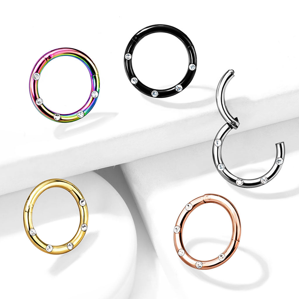 Forward Facing 5 Gem Hinged Segment Ring.
