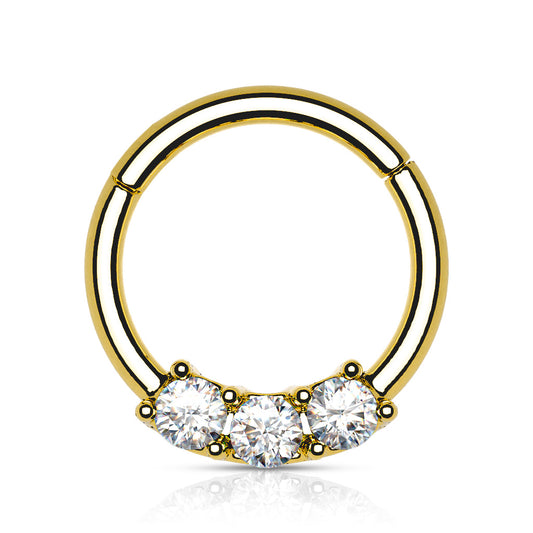 3 Clawed Gem Hinged Segment Ring.