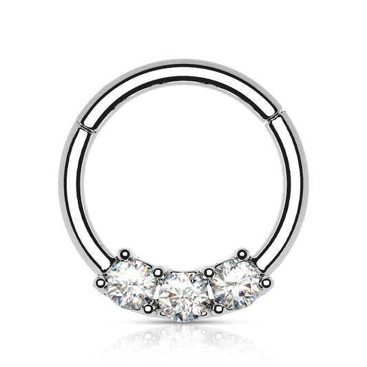 3 Clawed Gem Hinged Segment Ring.