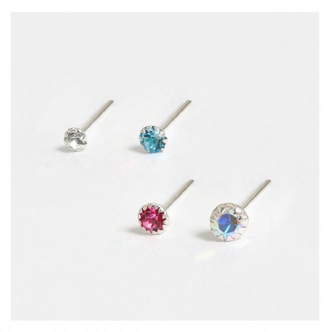 Round Jewelled Claw set CZ Silver Nose Stud