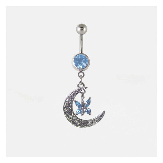 Crescent with Butterfly Belly Bar.