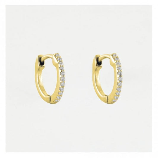 Gold CZ Huggie Hoop Earrings