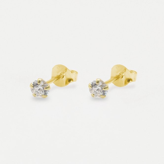 Gold CZ 4mm Studs