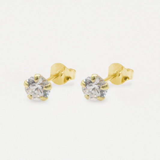 Gold CZ 6mm Studs