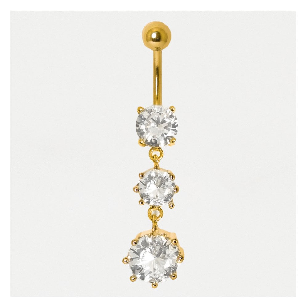 Gold Tumbling Crystals Belly Bar.