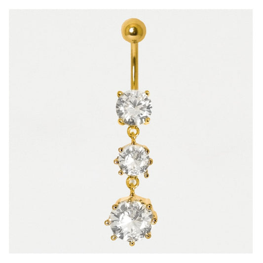 Gold Tumbling Crystals Belly Bar.