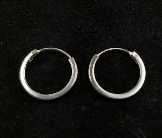 Flat Silver Hinged Hoops.