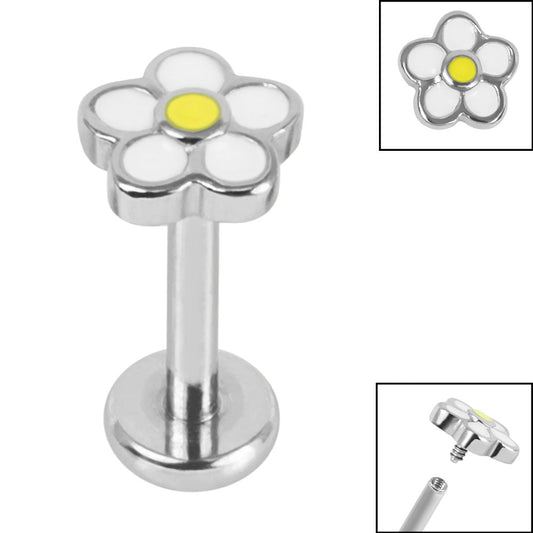 Titanium Colourful Flower Labret.