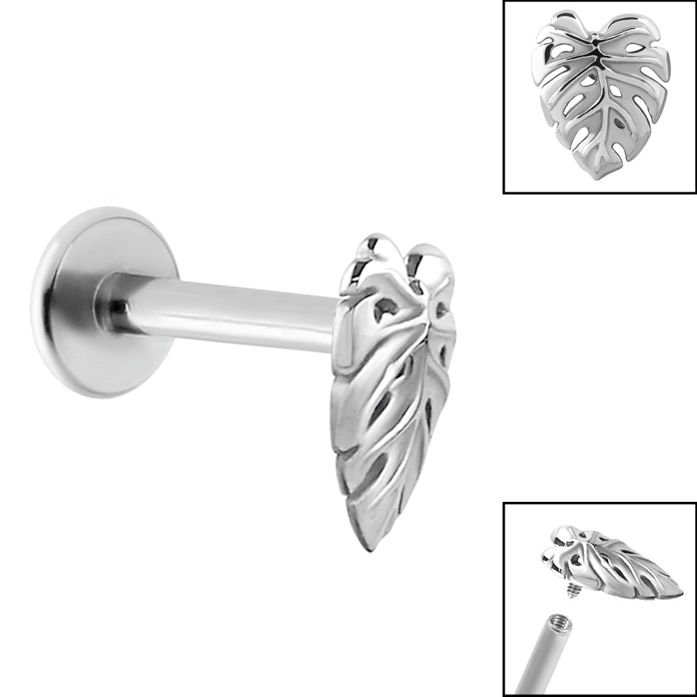 Titanium Monstera Leaf Labret.