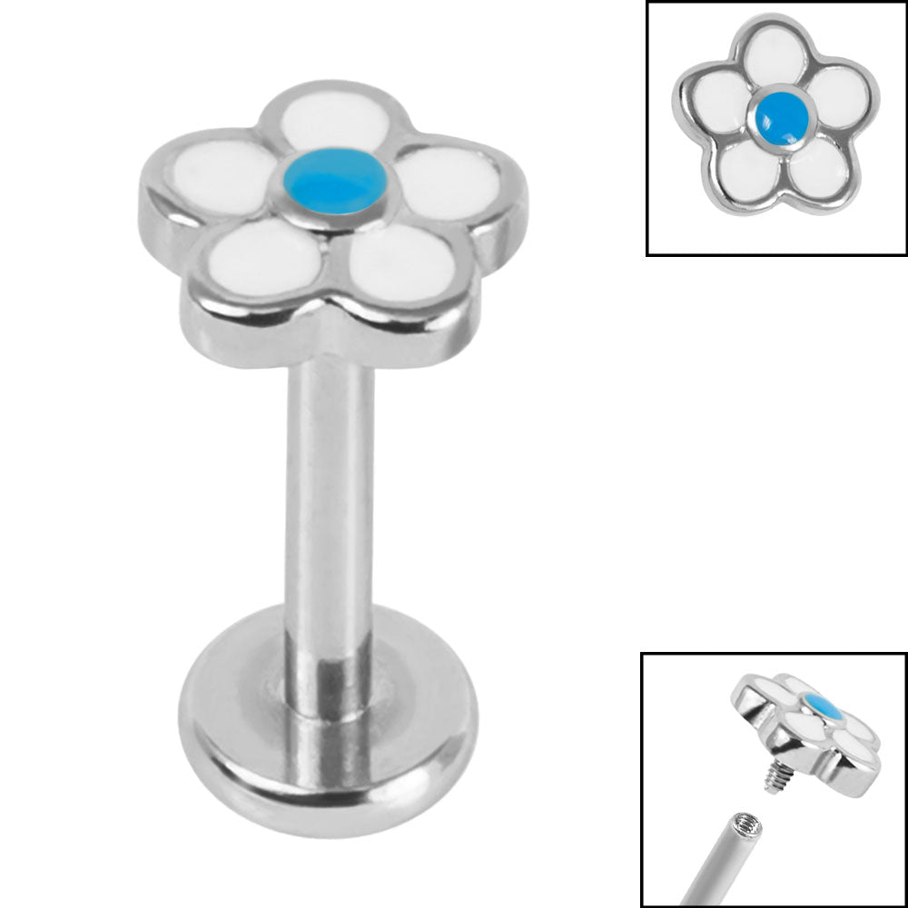 Titanium Colourful Flower Labret.