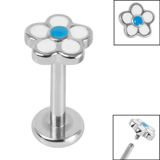 Titanium Colourful Flower Labret.