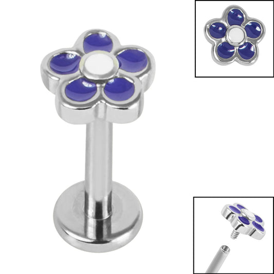Titanium Colourful Flower Labret.