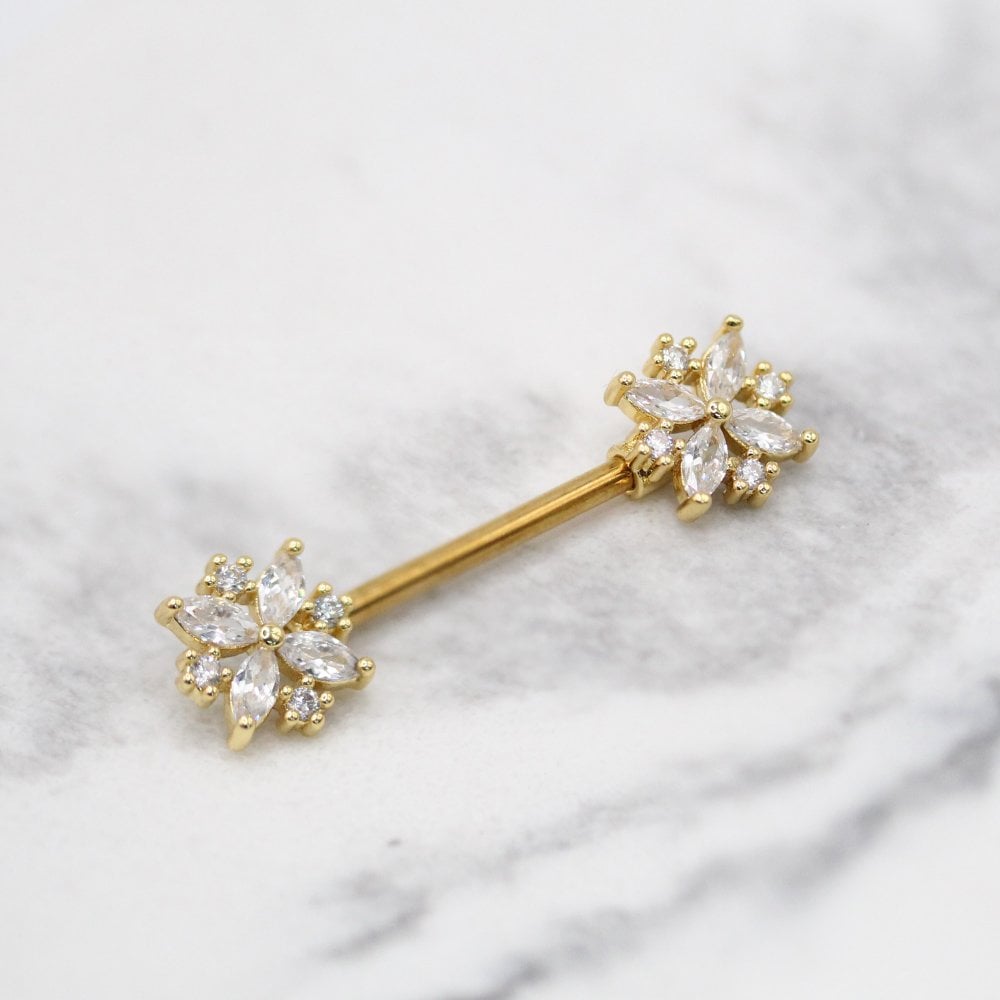 CZ Steel Bloom Nipple Bar.