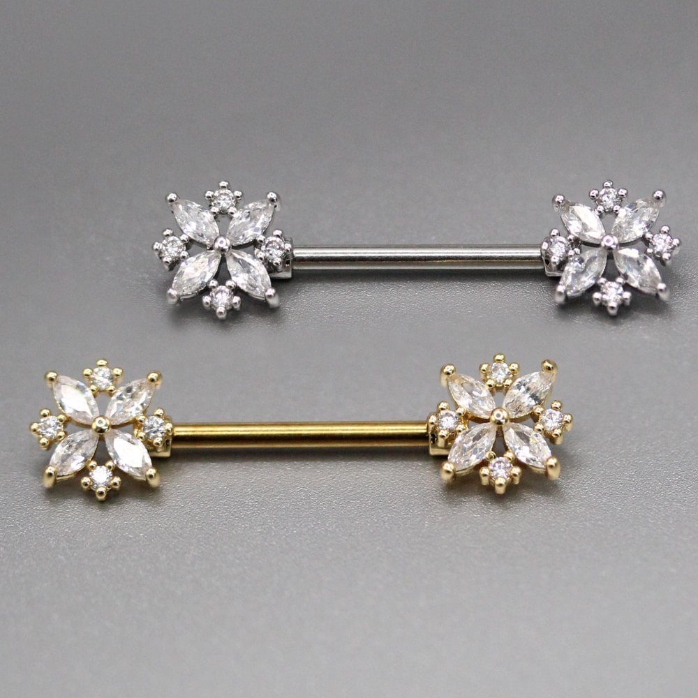 CZ Steel Bloom Nipple Bar.