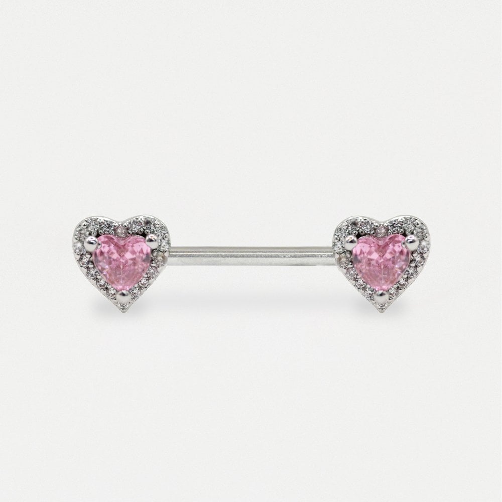 CZ Heart Nipple Bar.