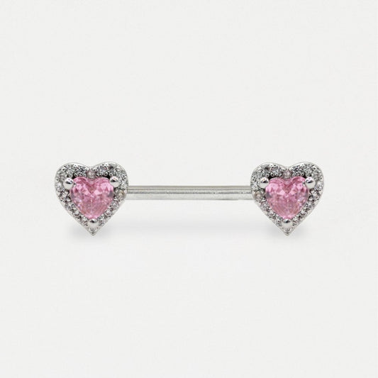 CZ Heart Nipple Bar.