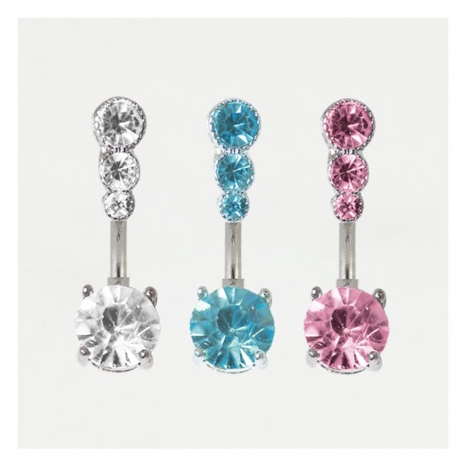 Crystal Triple Heart Belly Bar.